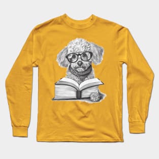 Poodle reading book Long Sleeve T-Shirt